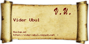 Vider Ubul névjegykártya